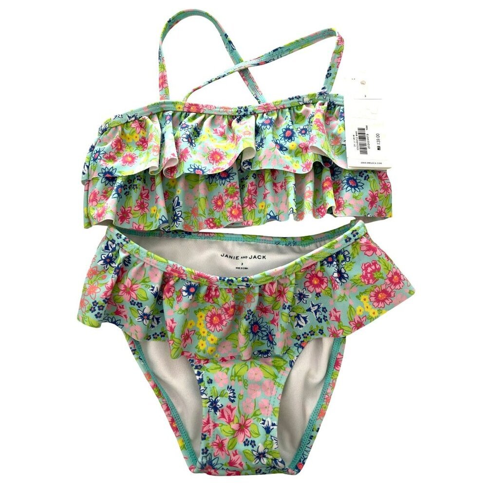Janie and Jack Size 3 $39 NWT Floral 2 Piece Swim Suit